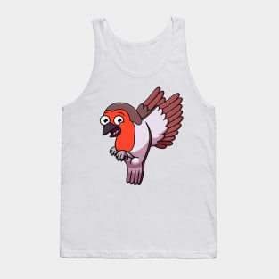 Happy Flying Robin Bird Cartoon Tank Top